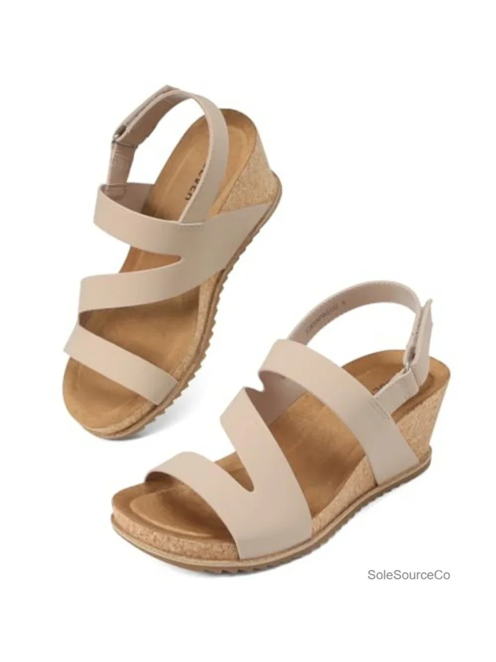Women's Dressy Cork Platform Wedge Sandals Open Toe PU Leather Ankle Strap